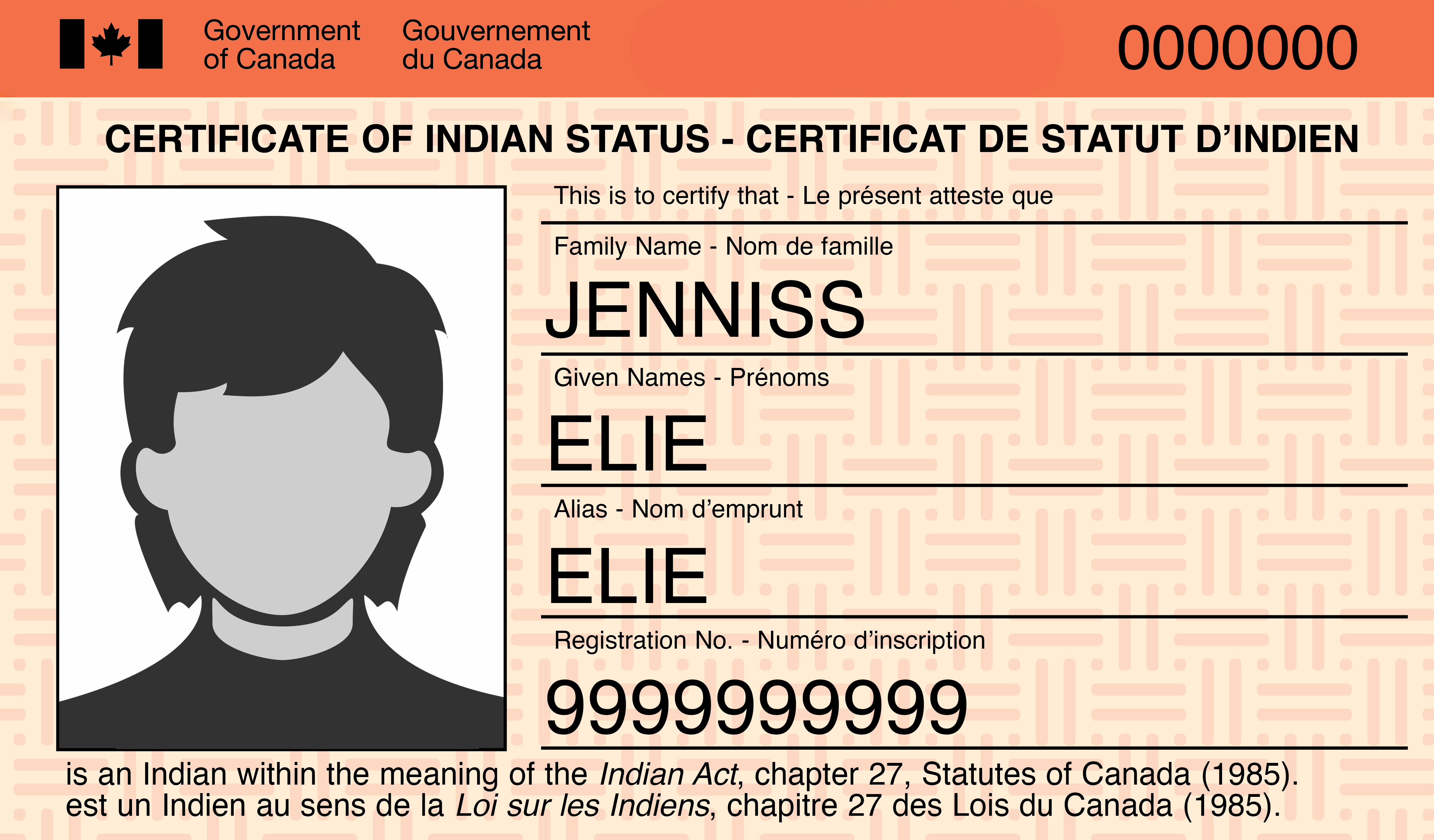 Image of the front of a CIS card