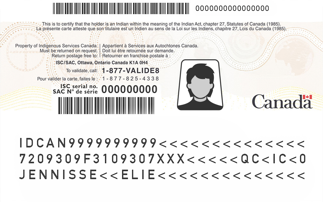 Image of the back of a SCIS card