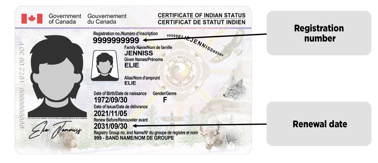 Image of the front a SCIS card with the registration number and the renewal date indicated